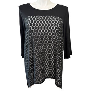 Chico's Top Size XL Black Lace Detail
